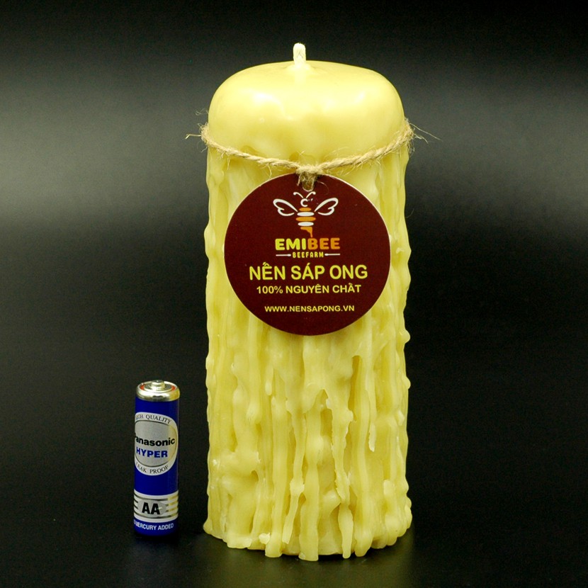 Nến Thơm Sáp Ong Emibee, handmade cháy 90 Giờ (làm sạch không khí, khử mùi hôi trong phòng, hương thơm mật ong)