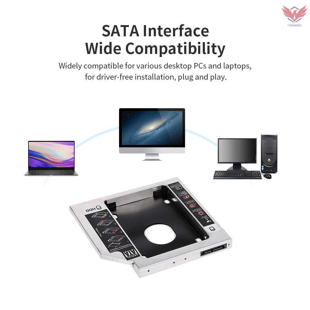 Aluminum Alloy SATA3.0 2nd HDD Caddy 9.5mm 2.5 Inch SSD HDD Enclosure for Desktop PC Laptops