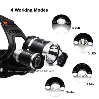 Đèn Pin Đội Đầu 3 Bóng T6