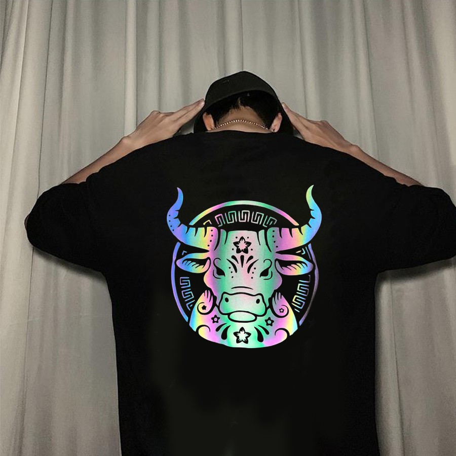 Áo thun phản quang 7 màu tay lỡ Nam Nữ Trâu