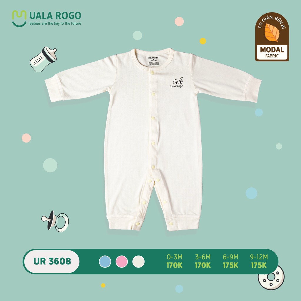 UR3608 Body dài tay Uala Rogo cài giữa chất sợi sồi Modal