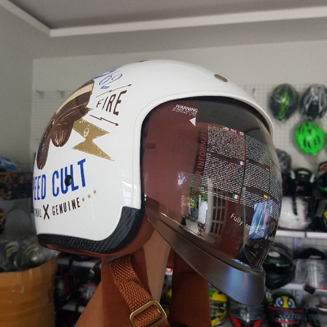 Nón bảo hiểm M139 V9 Custom trắng kính âm