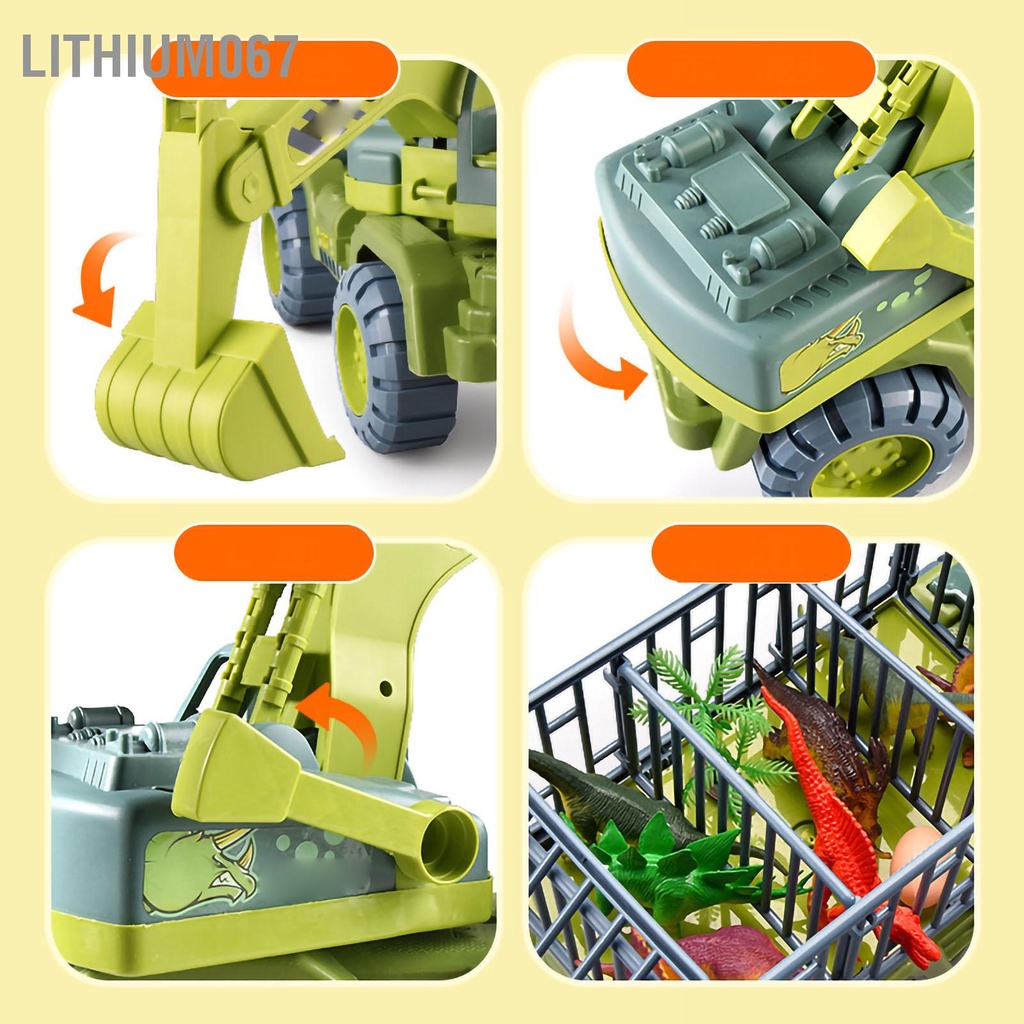 Lithium067 Xe tải đồ chơi khủng long Mô phỏng cao Màu sắc tươi sáng Thả cửa có thể di chuyển được ô tô vận Playset cho trẻ em Quà tặng