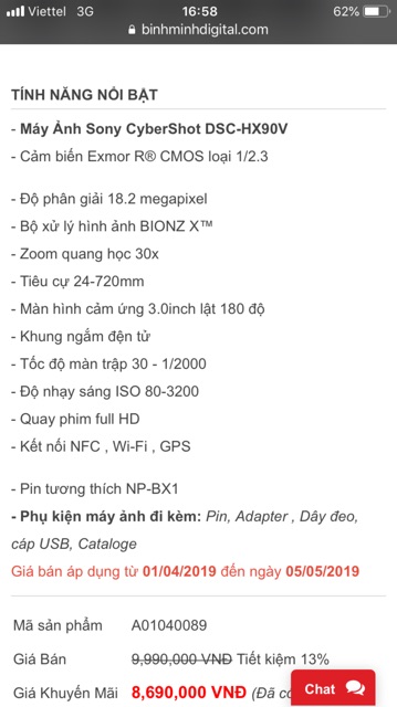 Máy ảnh Sony HX90V