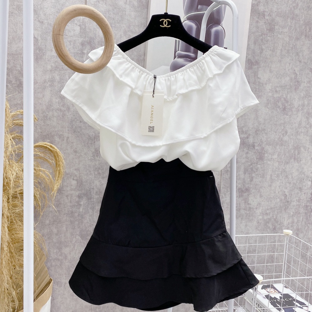 Set croptop trễ vai chân váy xòe đuôi cá xinh xắn NN356 0322