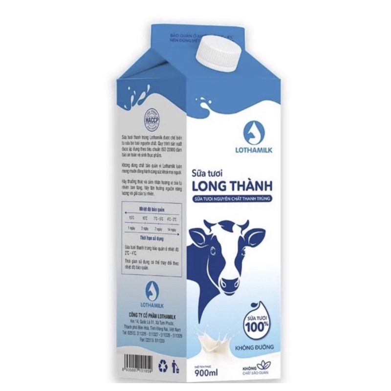 sữa tươi thanh trùng không đường 900ml