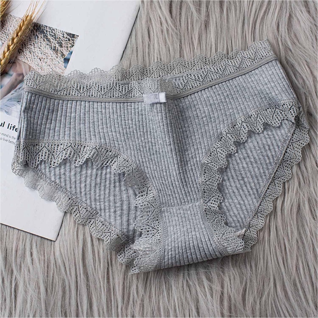 Quần Lót Cotton Không Đường May Phối Ren Ngọt Ngào