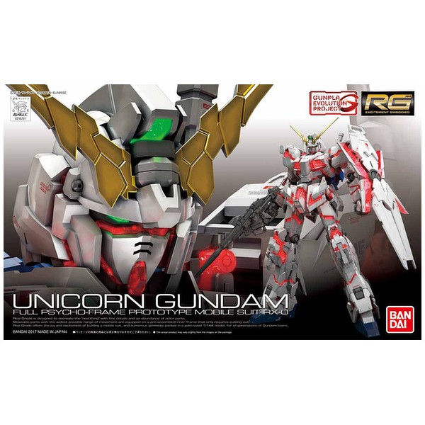 Mô hình lắp ráp Gunpla RG 1/144 Unicorn RX-0 Gundam Bandai Japan