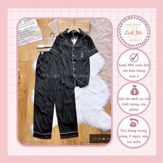 Đồ bộ nữ pijama lụa latin tay cộc quần dài màu trơn siêu xinh Booboo