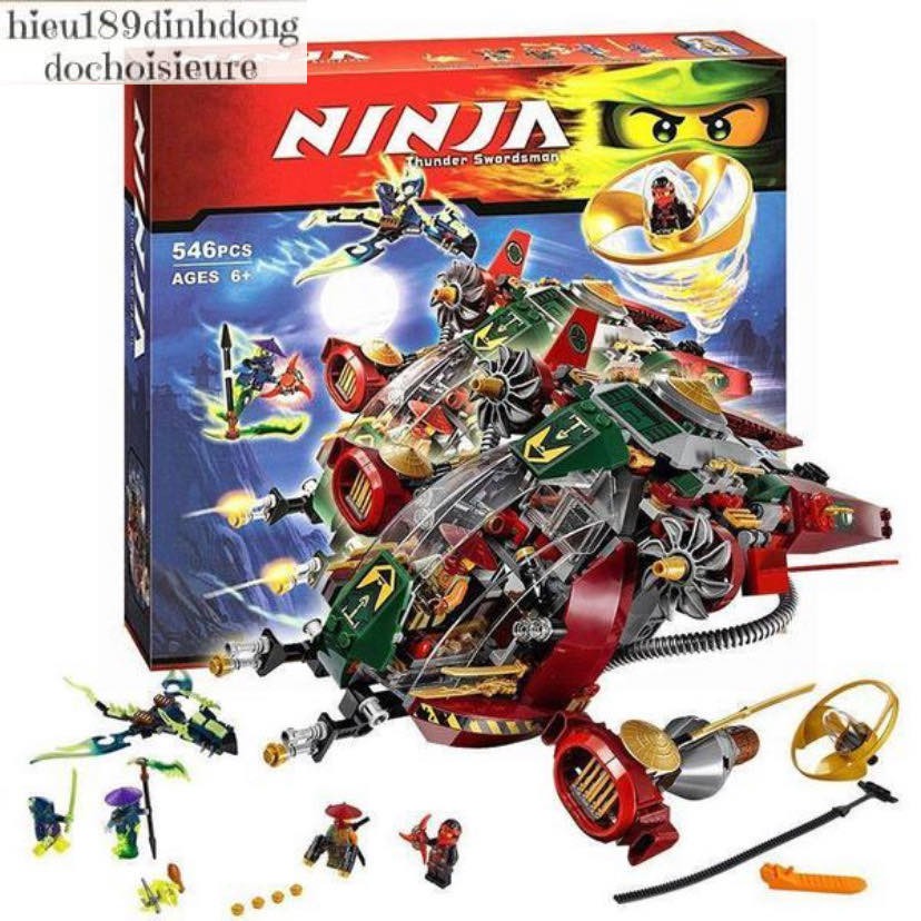 Lắp ráp xếp hình NOT Lego Ninjago Movie 70735 Lepin 06017 Lele 79122 Bela 10398 : Phi Thuyền Ronin R.e.x 546 mảnh