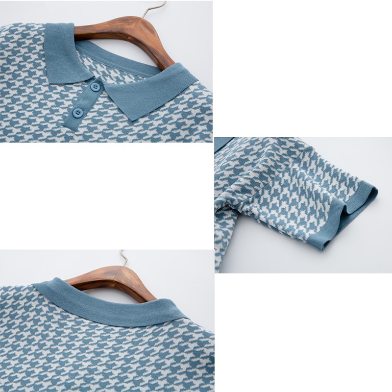 Áo Croptop Dệt Kim Tay Ngắn Dáng Rộng Cổ Bẻ 2 Màu Phong Cách Hàn Quốc Thời Trang Cho Nữ B-12