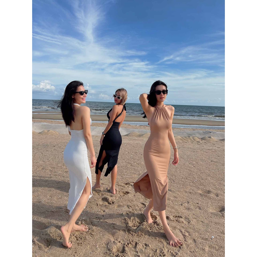 Đầm Dài Nữ Boho Slit Maxi Dress , Chất Vải Dệt Kim Thoải Mái , WDD000151 ,SOMEHOW