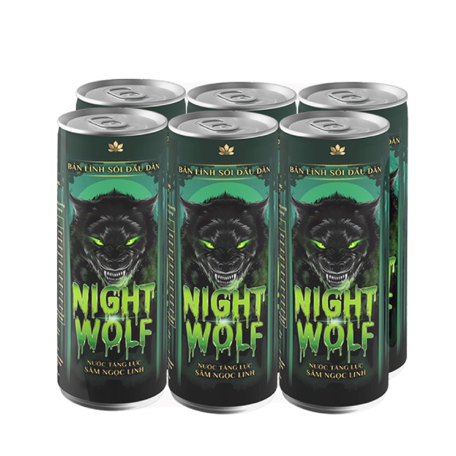 Nước Tăng Lực Night Wolf Sâm Ngọc Linh Lốc 6 Lon (320Ml/Lon)