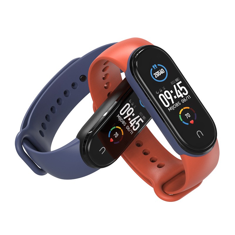 Dây đeo thay thế cho Xiaomi Miband 5 nhựa dẻo TPU Trơn Viền Màu Mijobs