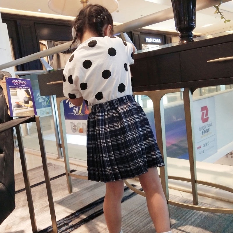 [Babycat] Chân Váy Xếp Ly Dài Ngang Gối Xếp Ly Sọc Caro Phong Cách Nhật Bản Hàn Quốc Thời Trang Xuân Thu Dành Cho Bé Gái