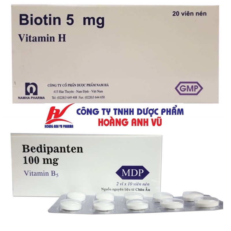 BIOTIN 5MG(VITAMIN H) &amp; BEDIPANTHEN 100MG(VITAMIN B5)-HỖ TRỢ TÓC, DA, MÓNG CHẮC KHOẺ