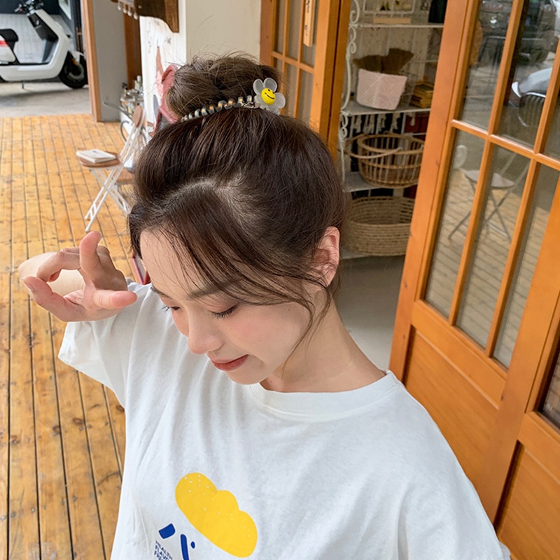 Dây Buộc Tóc Co Giãn Hình Hoa Hướng Dương Mặt Cười Thời Trang Cho Nữ