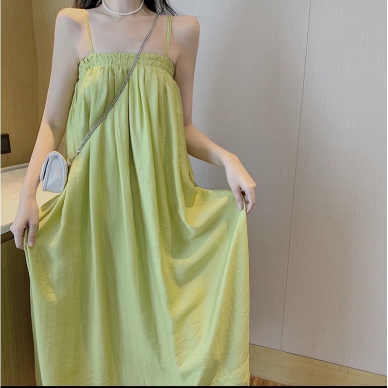 Đầm hai dây đi biển, váy maxi dáng dài