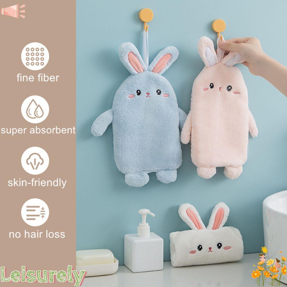 LEILY Bathroom Towel Cloth Animal Hanging Towel Hand Towel Quick-Dry Super Absorbent Coral Velvet Rabbit Cartoon Soft Wipe Cloth/Multicolor