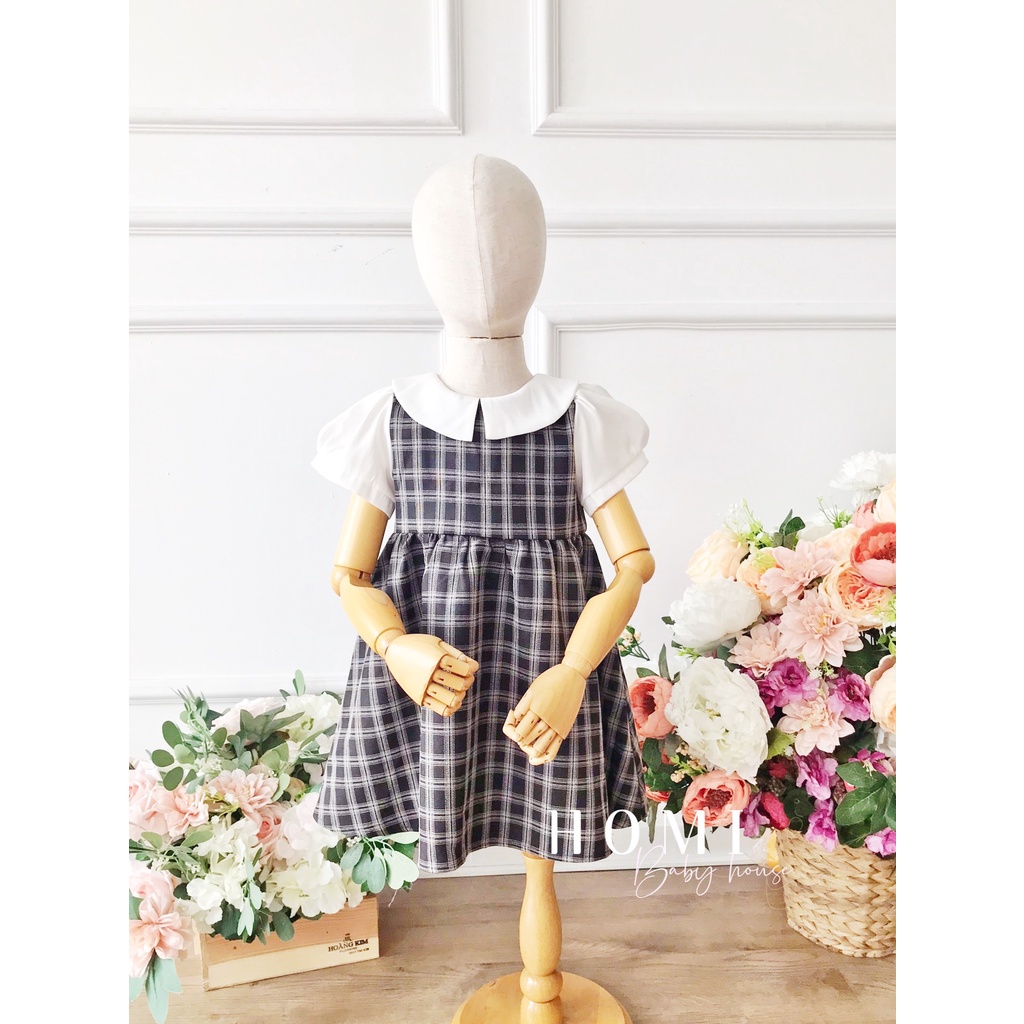 Váy công chúa cho bé gái caro đen/vàng HOMI BABY HOUSE đầm công chúa caro đen/vàng cho bé dự tiệc dạo phố