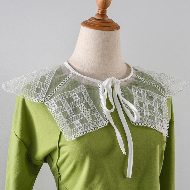 Khăn Choàng Lưới Phối Ren Thêu Họa Tiết Kẻ Ô Tam Giác Dành Cho Nữ