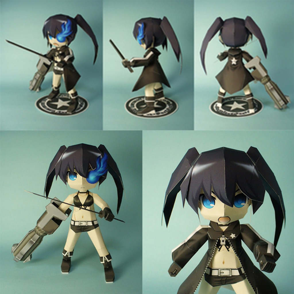 Mô hình giấy Anime Girl Chibi Black Rock Shooter