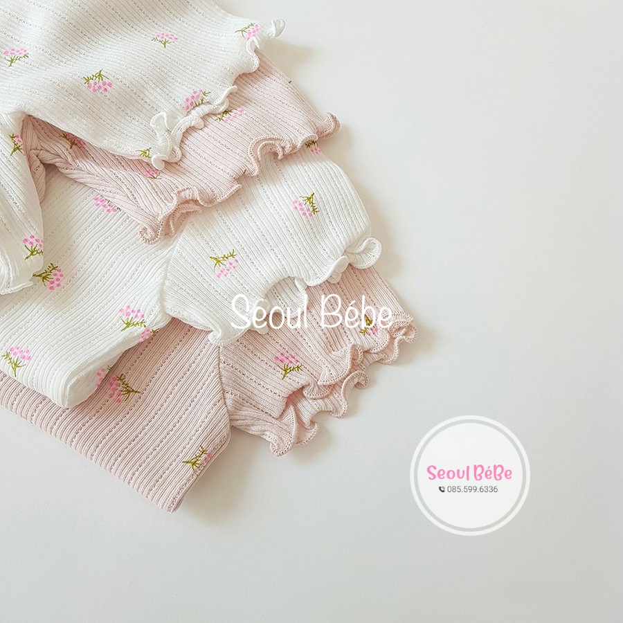 Bộ mặc nhà hoạ tiết cộc tay homewear nội địa Hàn cho bé gái 6-19kg hè 2022