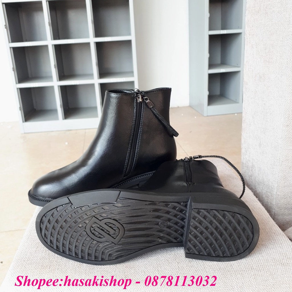 Giày bốt nữ Dusto phong cách Hàn Quốc, đế cao 3cm