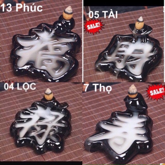 Thác khói trầm hương Phúc-Tài-Lộc-Thọ (tặng kèm 10 nụ)