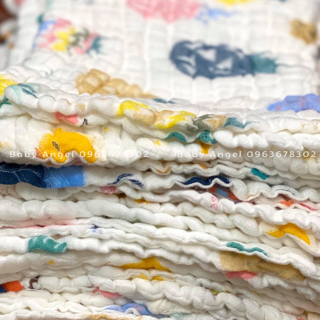 [𝑮𝑰𝑨́ 𝑹𝑬̉ 𝑵𝑯𝑨̂́𝑻] Khăn mặt sợi tre sơ sinh xô nhăn, 6 lớp dày, siêu mềm, siêu thấm hút