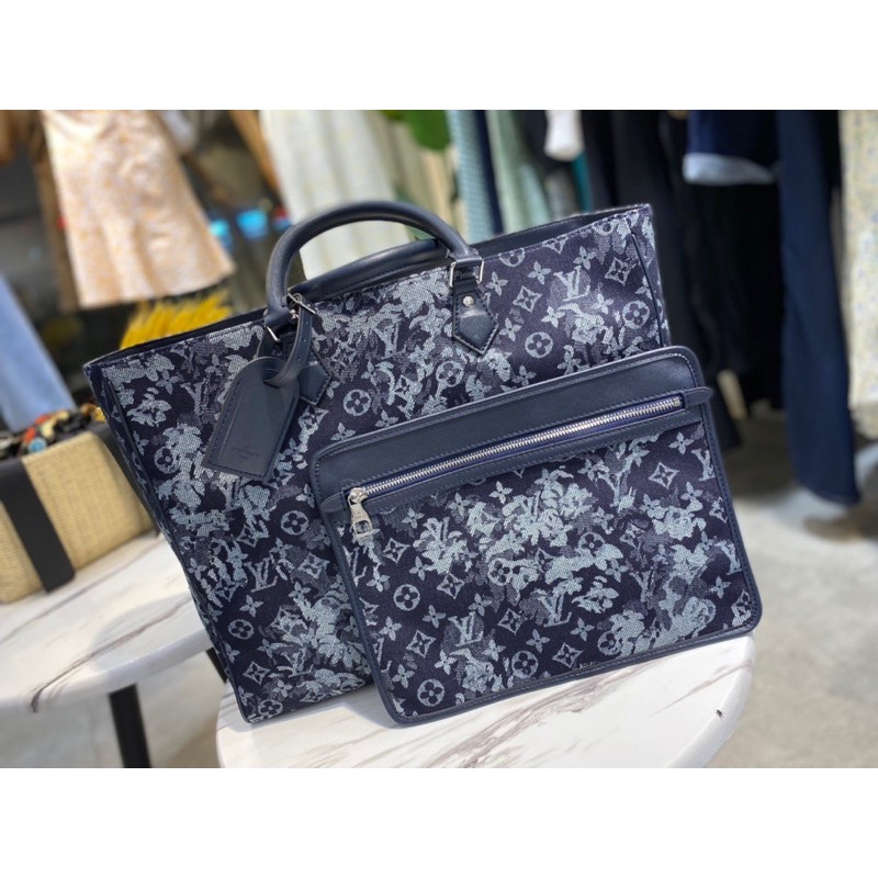 Túi xách/ cặp công sở cho nam Louis Vuitton LV kèm cluth da thật cao cấp màu loang hàng 1-1 vip