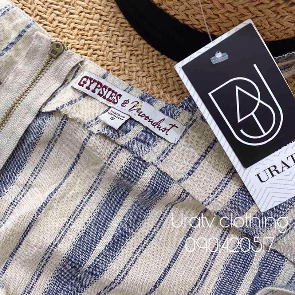[FREESHIP - ẢNH CHÍNH CHỦ] JUMP linen dài KẺ SỌC Gypsies 185