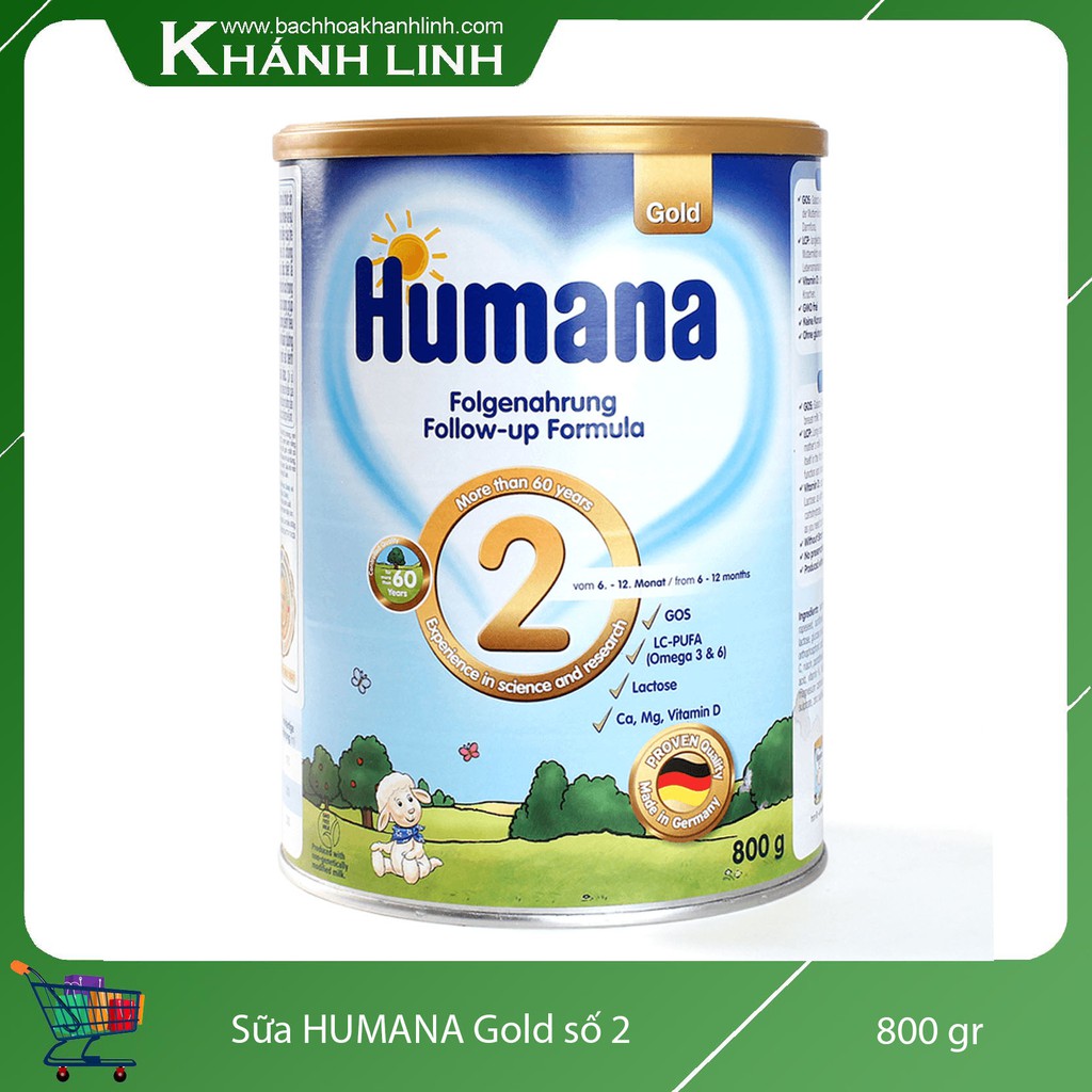 Sữa bột cho bé Humana Gold số 2 của Đức 800g