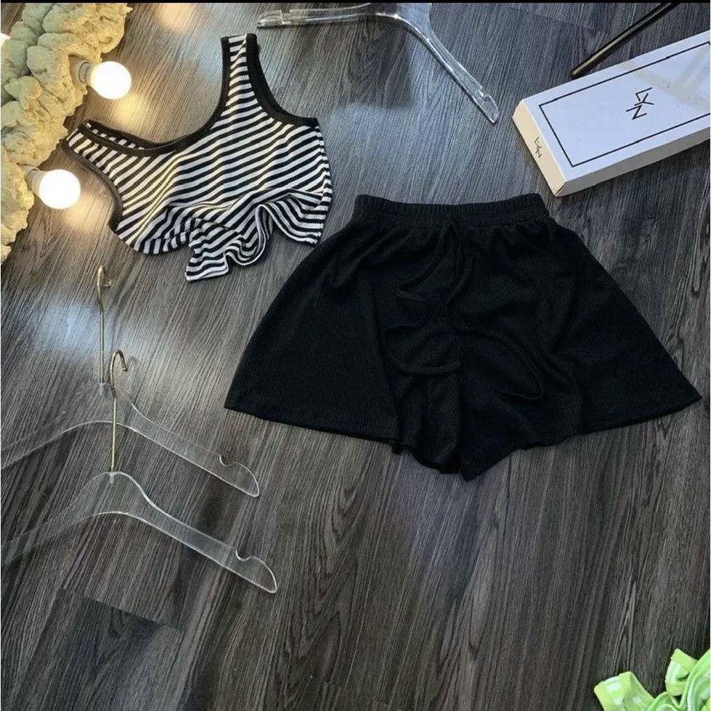 Đồ bộ đùi hai dây, bộ dây thun gân mặc siêu xinh - Phuongaliceshop
