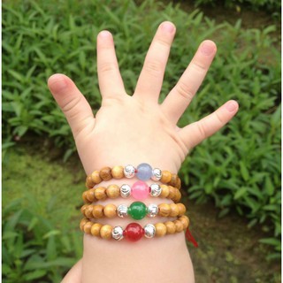 Vòng Tay Dâu Tằm 3 bi Bạc Trừ Tà Cho Bé