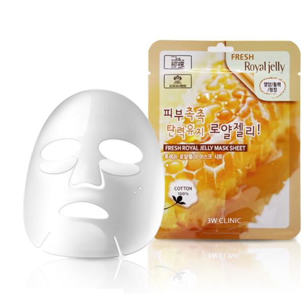 Bộ 10 gói mặt nạ chiết xuất sữa ong chúa 3W Clinic Fresh Royal Jelly Mask Sheet 23ml X 10