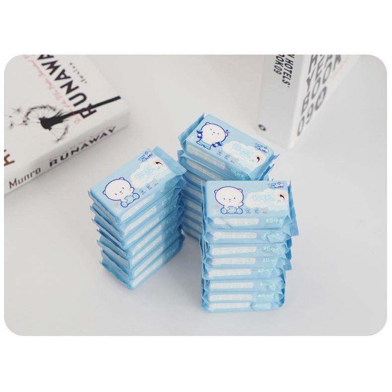 COMBO 24 gói khăn giấy ướt mini cho mặt gói nhỏ bỏ túi tiện lợi 1 gói 8 miếng HILL STORE