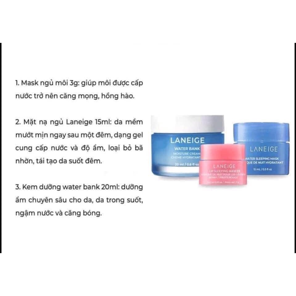 Set laneige 3 món dưỡng ẩm Sephora Beauty Insider mask môi mask ngủ kem dưỡng