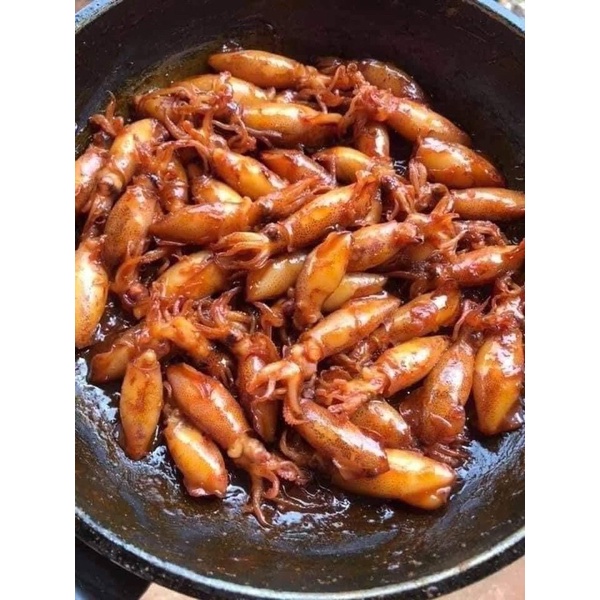 Mực sim hấp thuyền khay 500g size to