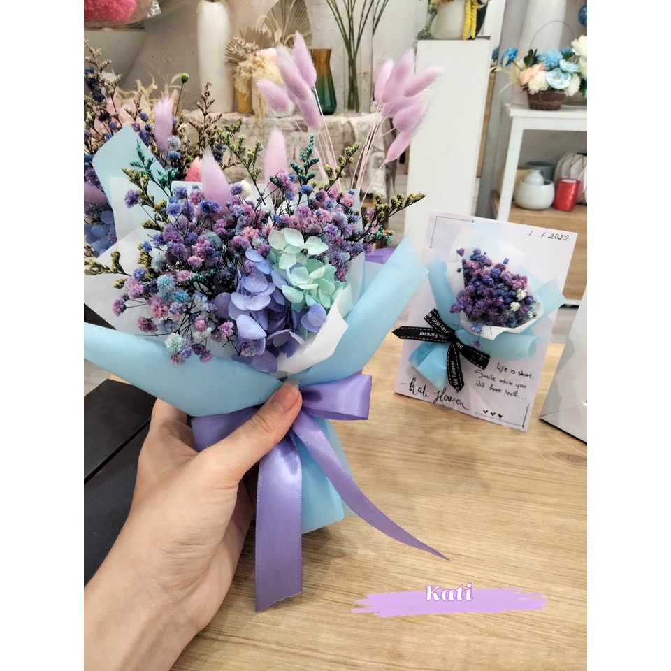 Tranh hoa khô, quà tặng trang trí, decor, hoababy, bó hoa khô siêu xinh