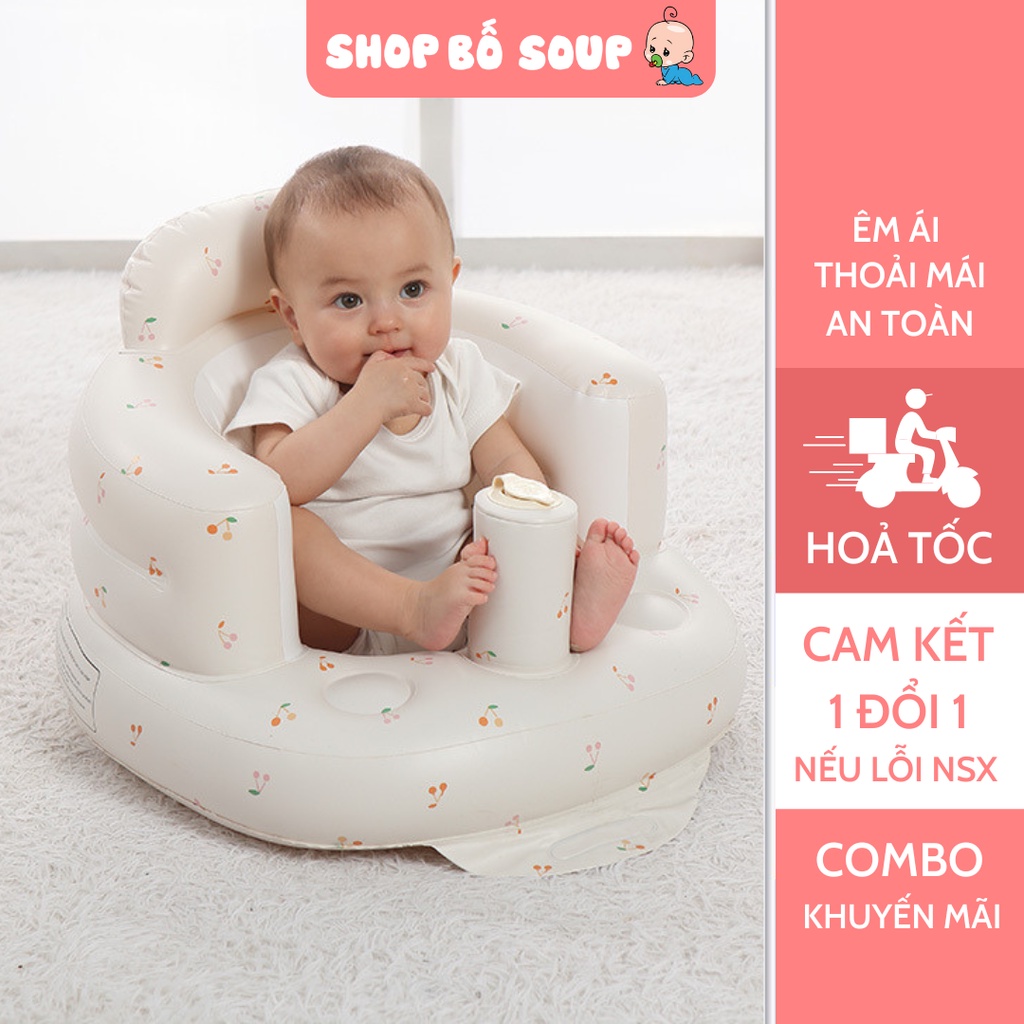 Ghế hơi , ghế phao tập ngồi cho bé KICHI bơm hơi tự động tiện lợi