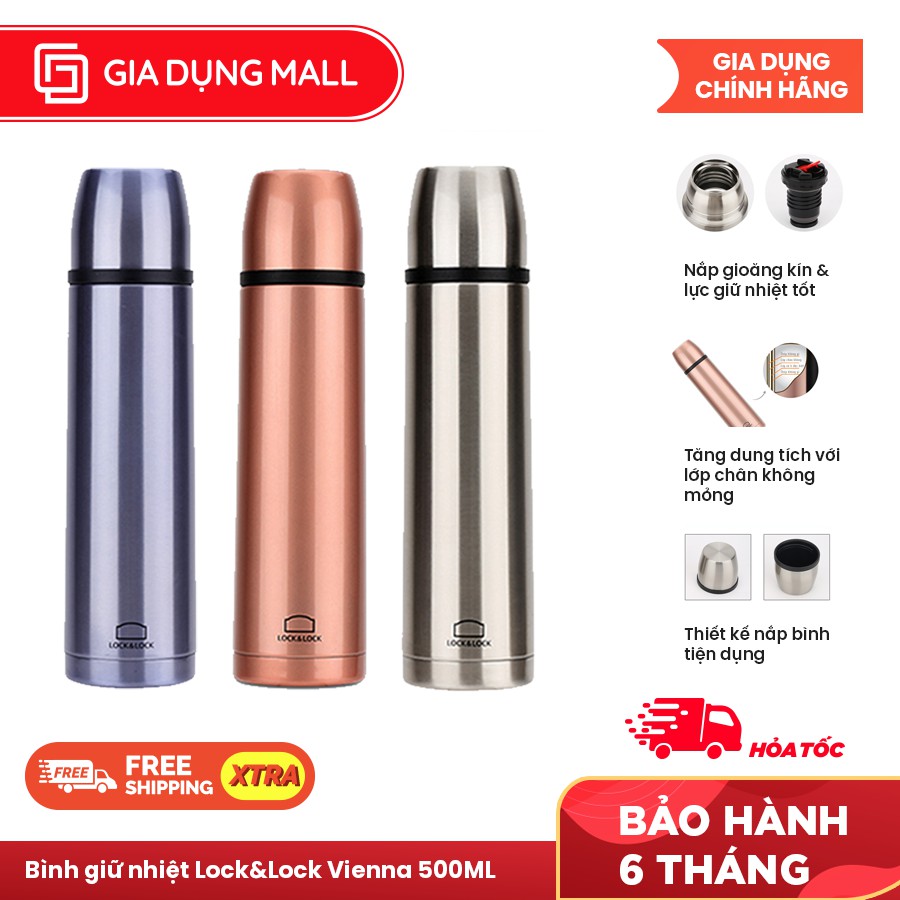 Bình Giữ Nhiệt Lock&amp;Lock Vienna LHC1430(500ml),Chất liệu thép không gỉ 304-Chính Hãng