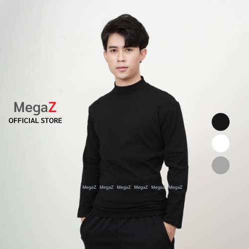 Áo giữ nhiệt nam Megaz Áo thun nam dài tay cổ 3 phân chất vải mềm mịn ấm áp dễ phối đồ