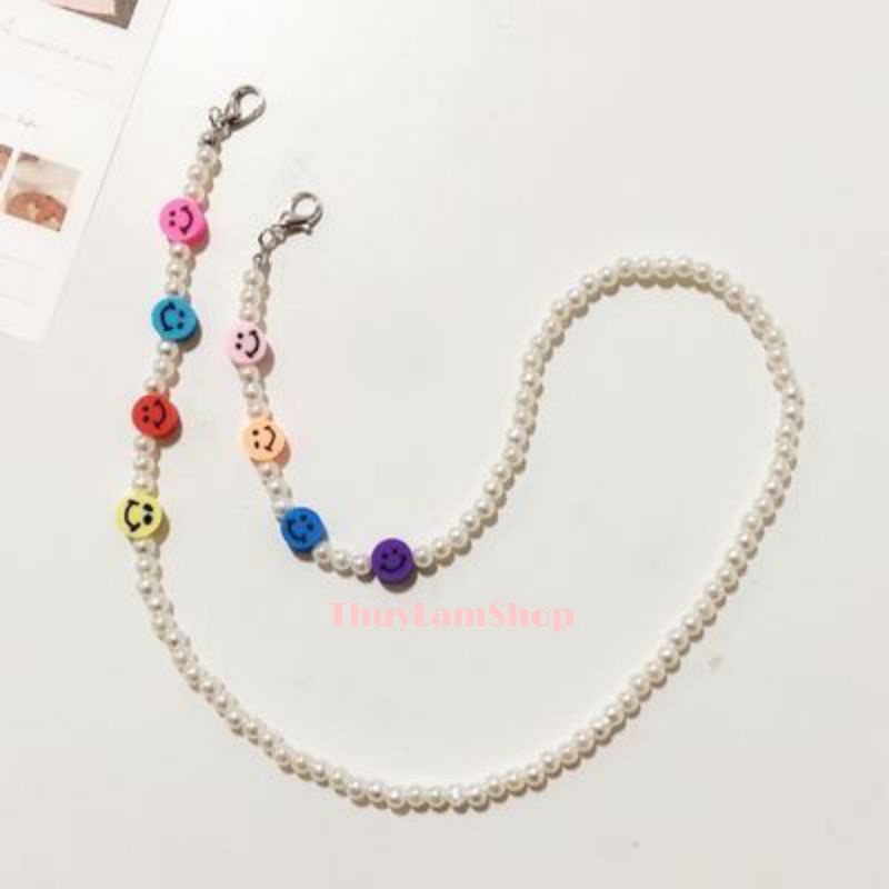 Dây đeo trang trí khẩu trang, kính mắt hình mặt cười, hoa chống rơi trượt tiện lơi thời trang