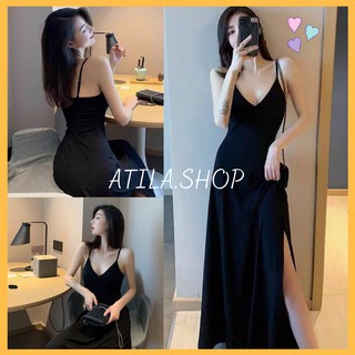 Váy nữ, váy maxi xẻ tà ,váy hai dây ,đầm maxi thun dài gợi cảm ATILA.SHOP