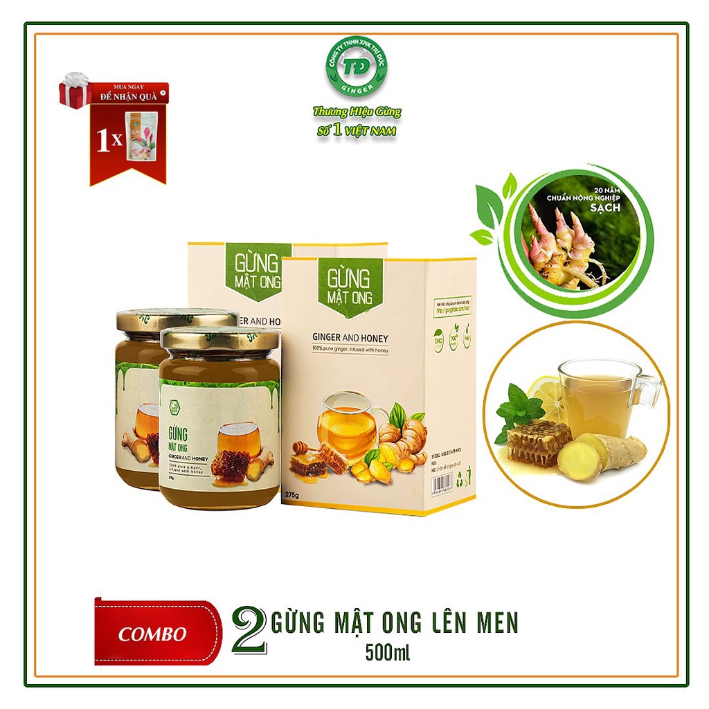 [Combo] 2 lọ Gừng Mật Ong lên men Trí Đức 275G