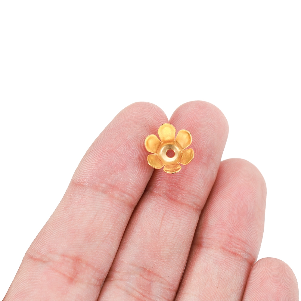 50 Hạt xỏ ST.KUNKKA màu bạc vàng đồng hình cánh hoa sáu cánh kiểu mũ chụp làm đồ trang sức tự làm DIY