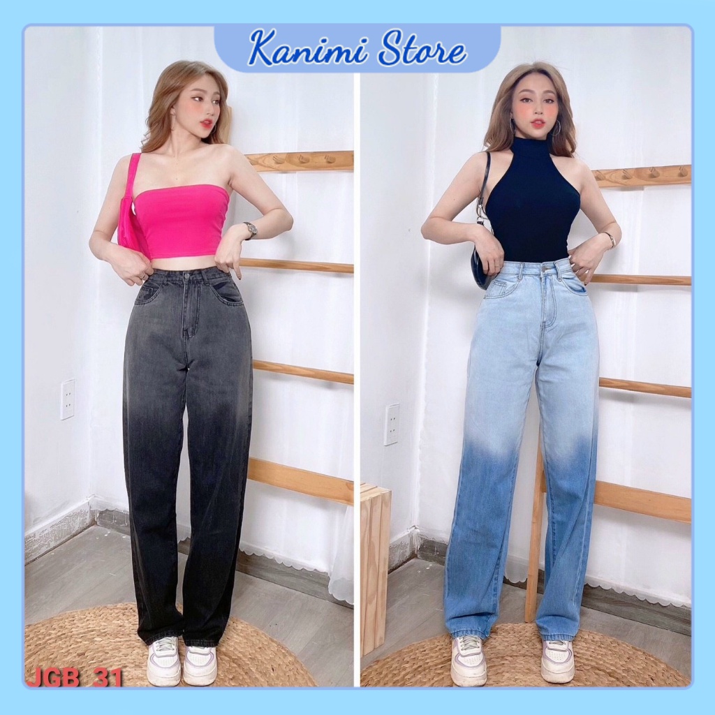 Quần jeans ống suông rộng loang nữ 2 màu hot hit Kanimi - QJ04 | BigBuy360 - bigbuy360.vn