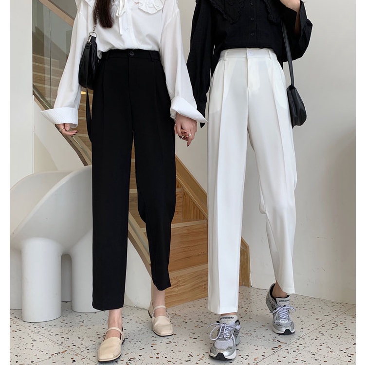Quần dài lưng cao thiết kế mới thời trang mùa thu theo phong cách hàn quốc