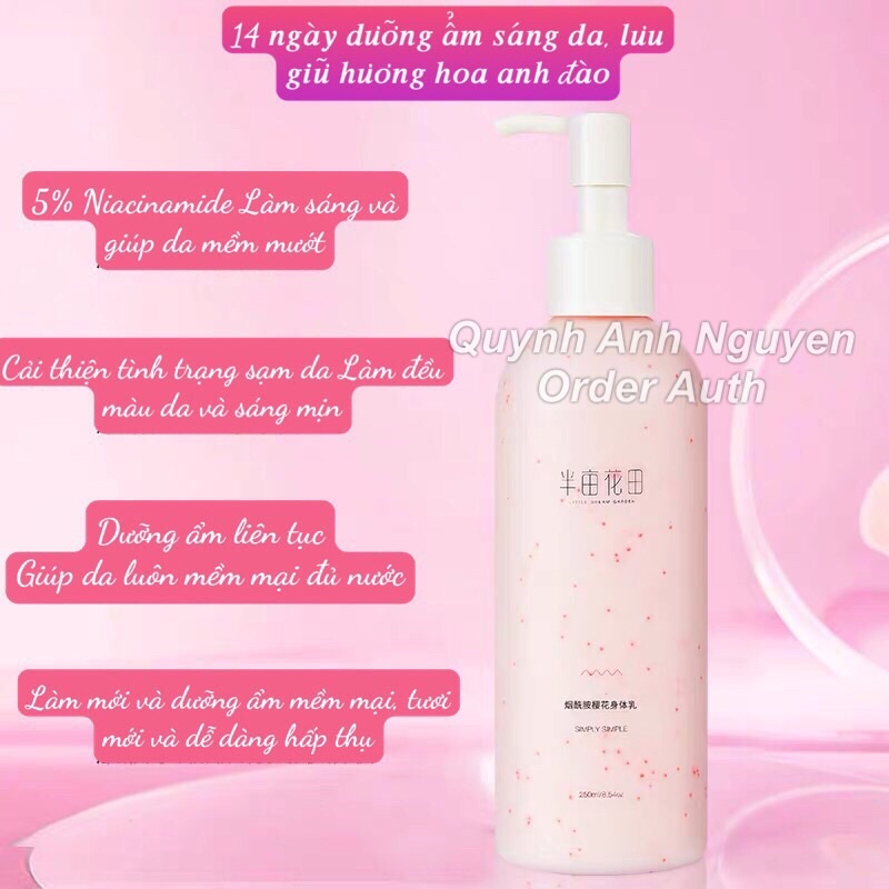 Sữa dưỡng thể Little Dream Garden hương hoa anh đào dưỡng ẩm giúp da trắng sáng làm mềm da 250ml